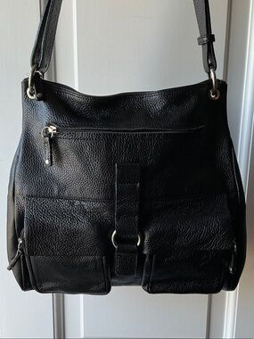 Pulicati Made in Italy Black Leather Shoulder Bag - Sleek Everyday Carry